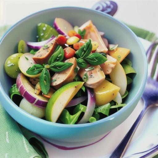 Chicken and pear salad with tarragon dressing