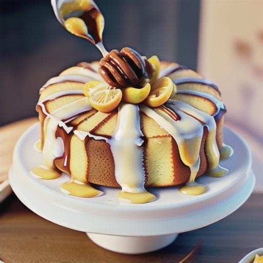 Lemon yoghurt cake with walnut-honey drizzle