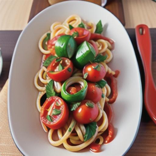 Spaghetti with charred tomato sauce