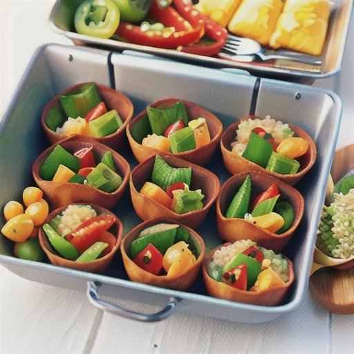 Capsicums stuffed with rice, quinoa and lentil salad