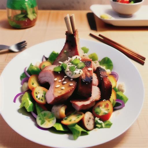 Soy pork with Asian salad