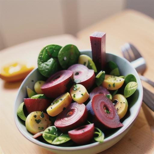 Baby beet, lamb and spinach salad