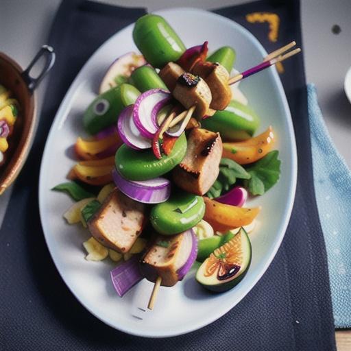 Pork kebabs with peppered fig relish