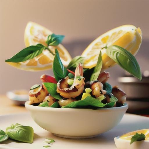 Spicy Lemon Shrimp with Basil Mayonnaise