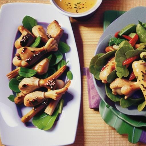 Honey ginger chicken drumsticks with chilli Asian greens