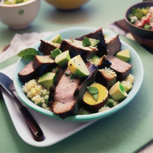 Mint-honey marinated lamb with quinoa-herb salad