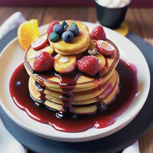 Orange Pancakes with Raspberry Topping