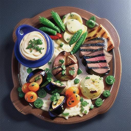 Steak with harissa eggplant and cannellini mash