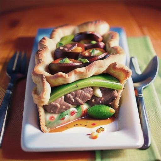 Spicy beef, olive & caramelised onion pie