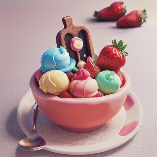 Strawberry ice-cream sundaes