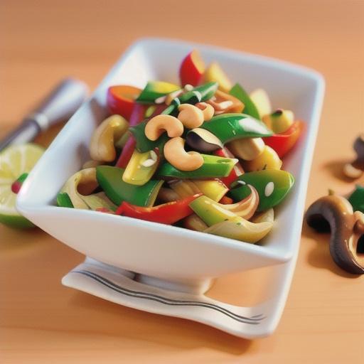 Spicy stir-fried chicken with beans and cashews