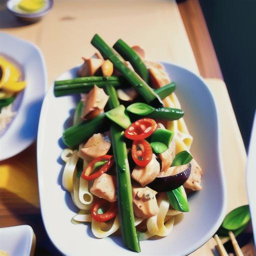 Lemongrass & coconut chicken on egg noodles