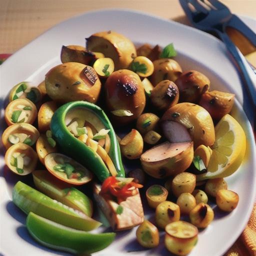Moroccan spiced chicken with lemon potatoes and tomatoes
