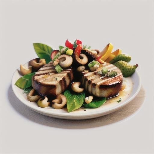 Lamb minute steaks with marinated mushrooms