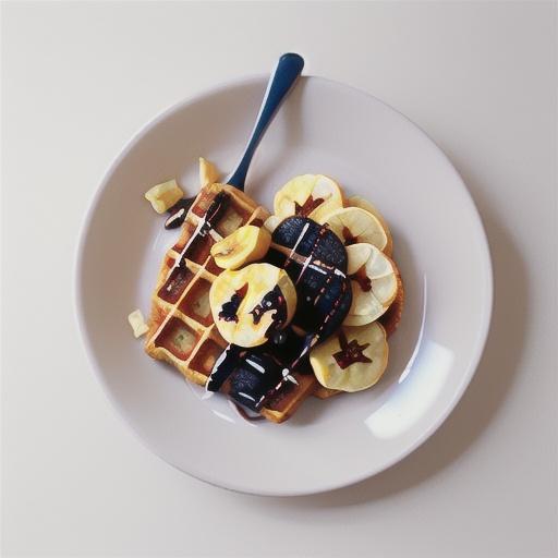 Toasted waffles with honeycomb & banana