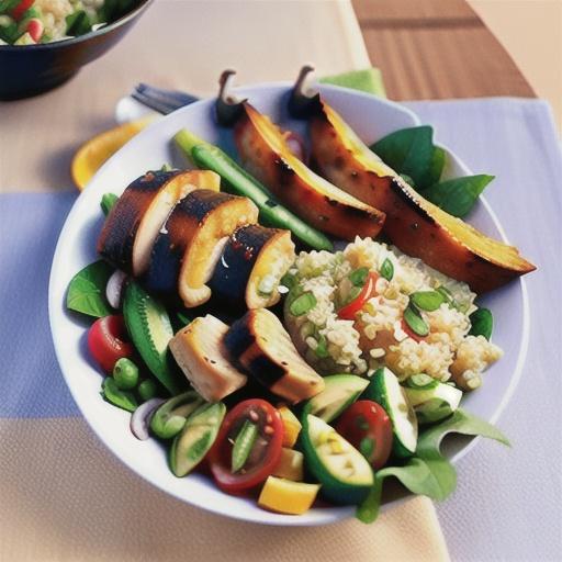 Quinoa and brown rice salad with chicken