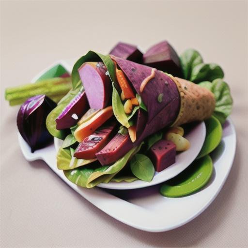 Shaved ham, beetroot dip and salad wholegrain wrap