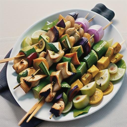 Indonesian chicken skewers and spicy coconut salad