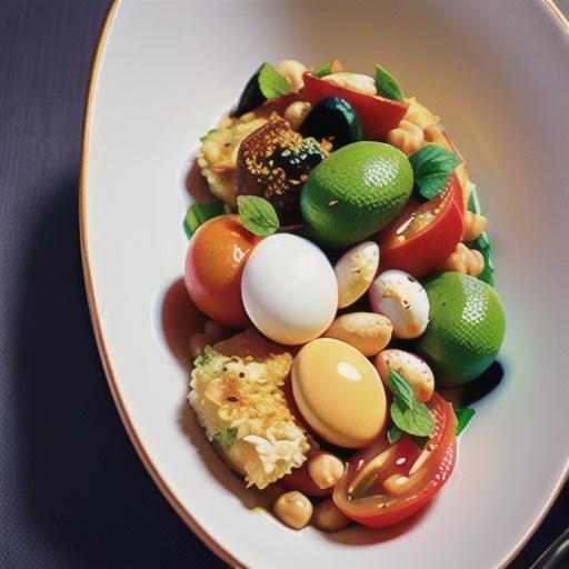 Tomato and chickpea ragout with crumbed eggs