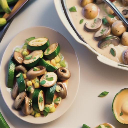 Easy Chicken with Mushrooms and Zucchini in Cream Sauce