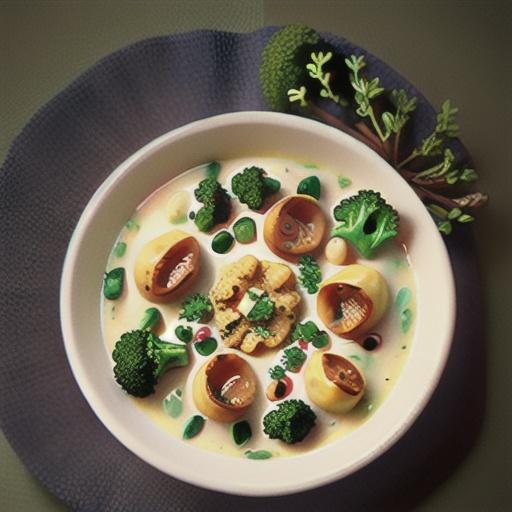 Potato, Ham, Broccoli, and Cheese Soup with Baby Dumplings