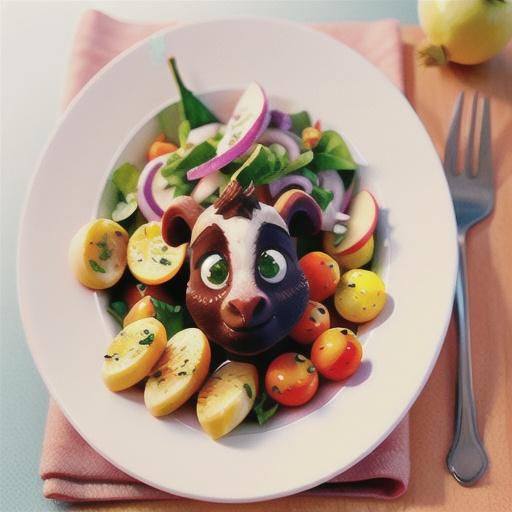 Lamb roast with apple and onion salad