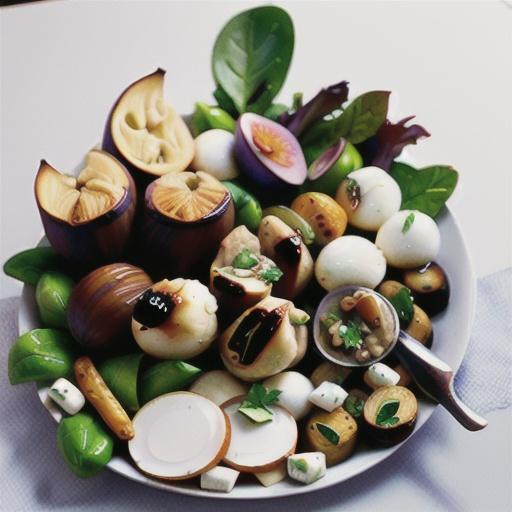 Garlic lamb roast with balsamic, fig and bocconcini salad