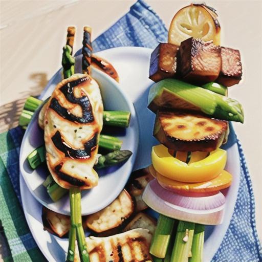 Haloumi, ham and asparagus skewers