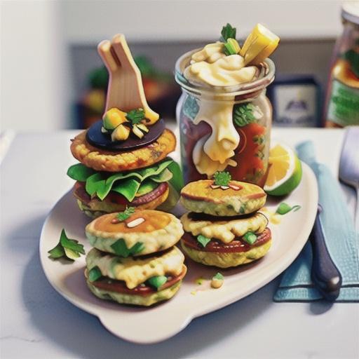 Salmon patties with lemon and herb mayonnaise