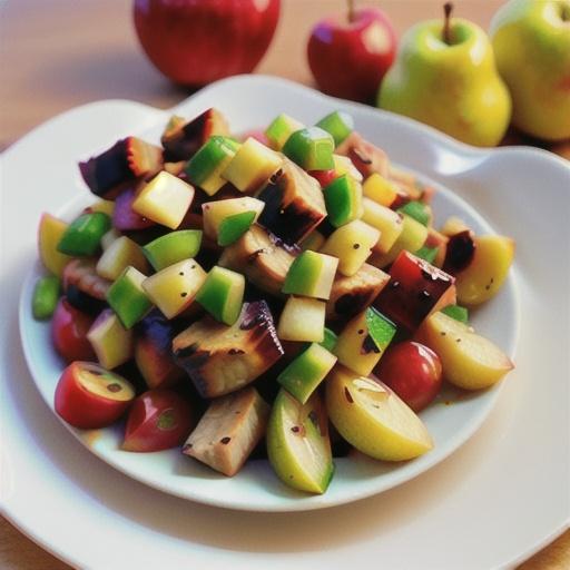 Honey-mustard pork with warm apple and pear salsa