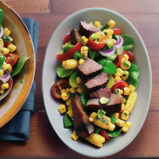 Jerk beef fillet and corn salad