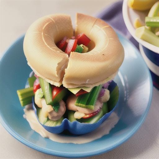 Mini dampers with chicken, celery and mayonnaise filling