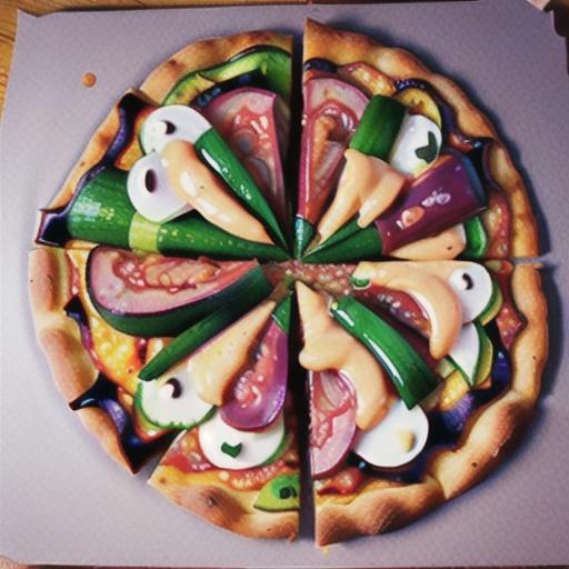 Finger eggplant and zucchini pizza