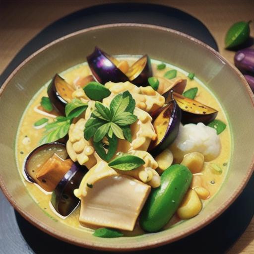 Green Curry with Sweet Potato and Eggplant