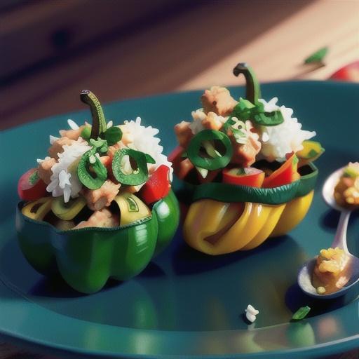 Peppers Stuffed with Spinach and Ground Chicken