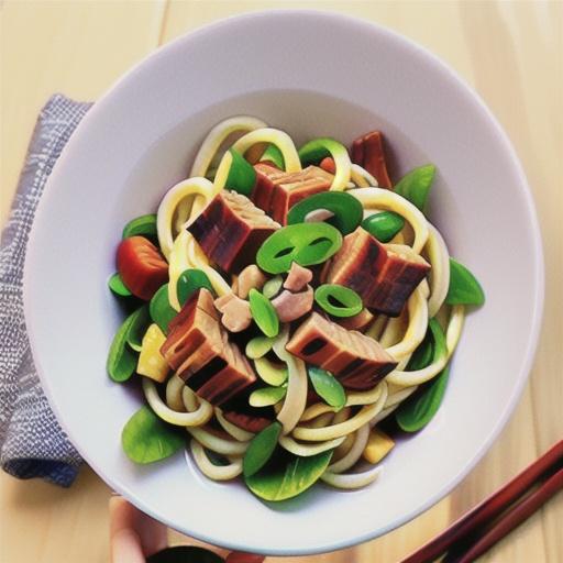 Crunchy noodle and pork salad