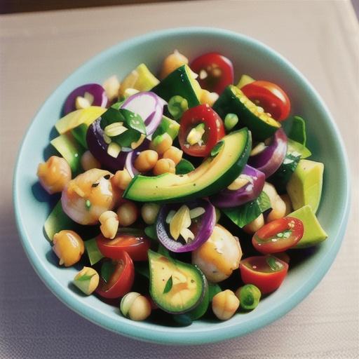 Chicken, chickpea and avocado salad