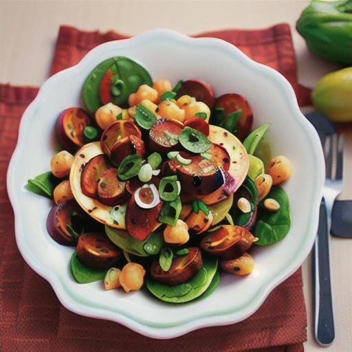 Chorizo, spinach and chickpea salad