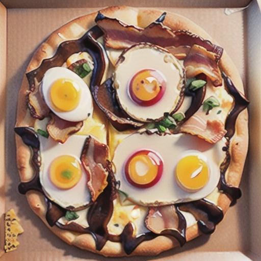 Breakfast Pizza with Cheddar, Bacon, and Eggs