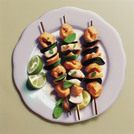 Mint & piri piri chicken skewers