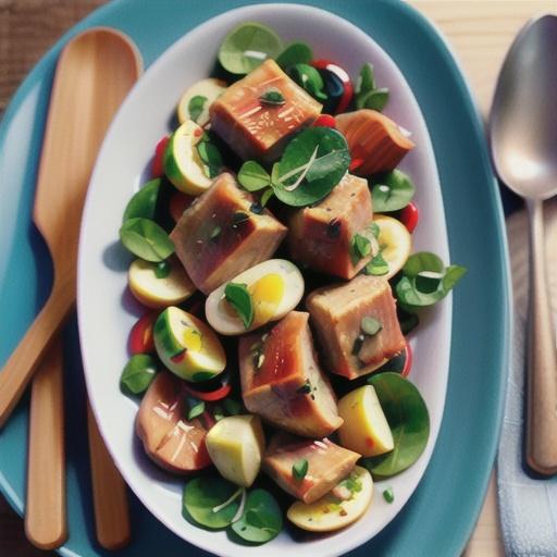 Pork with apple and watercress salad