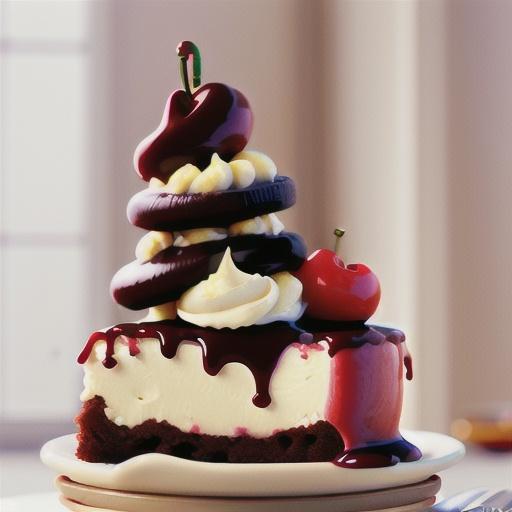 Frosted cherry chocolate cheesecake