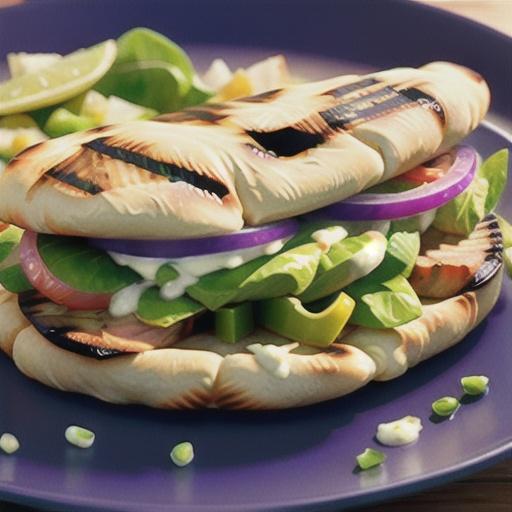 Grilled Salmon Greek Pitas