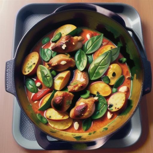 Chicken, potato and spinach curry