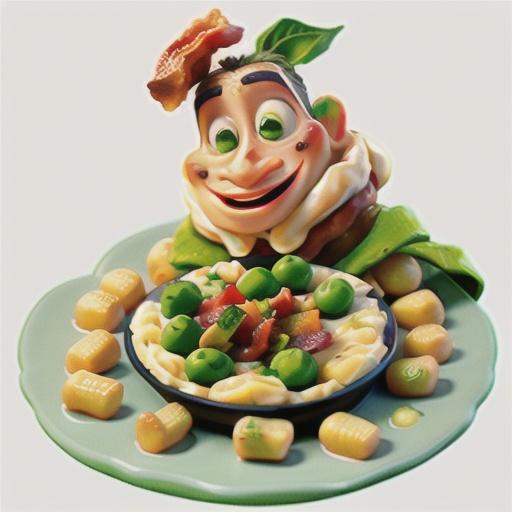 Gnocchi with pea puree & bacon