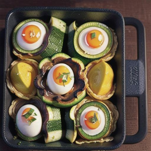 Zucchini nests with egg and kale