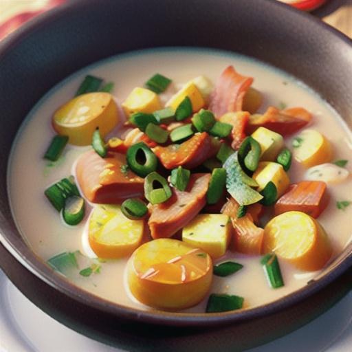 Roasted Garlic Potato Soup with Smoked Salmon