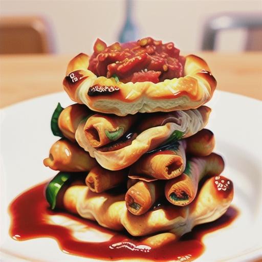 Sausage rolls with spicy tomato sauce