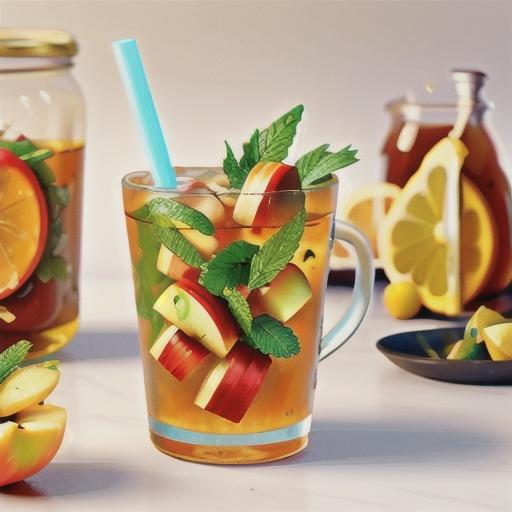 Iced apple and mint tea