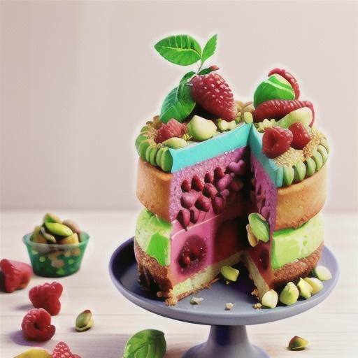 Raspberry and pistachio cheesecake